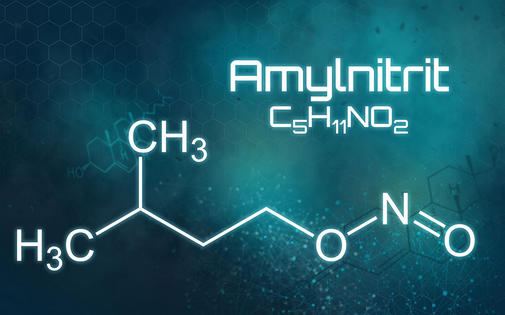 Darstellung der chemischen Formel von Amylnitrit