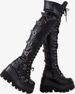 Winter Schwarz Gothic Punk Overknee Stiefel.png